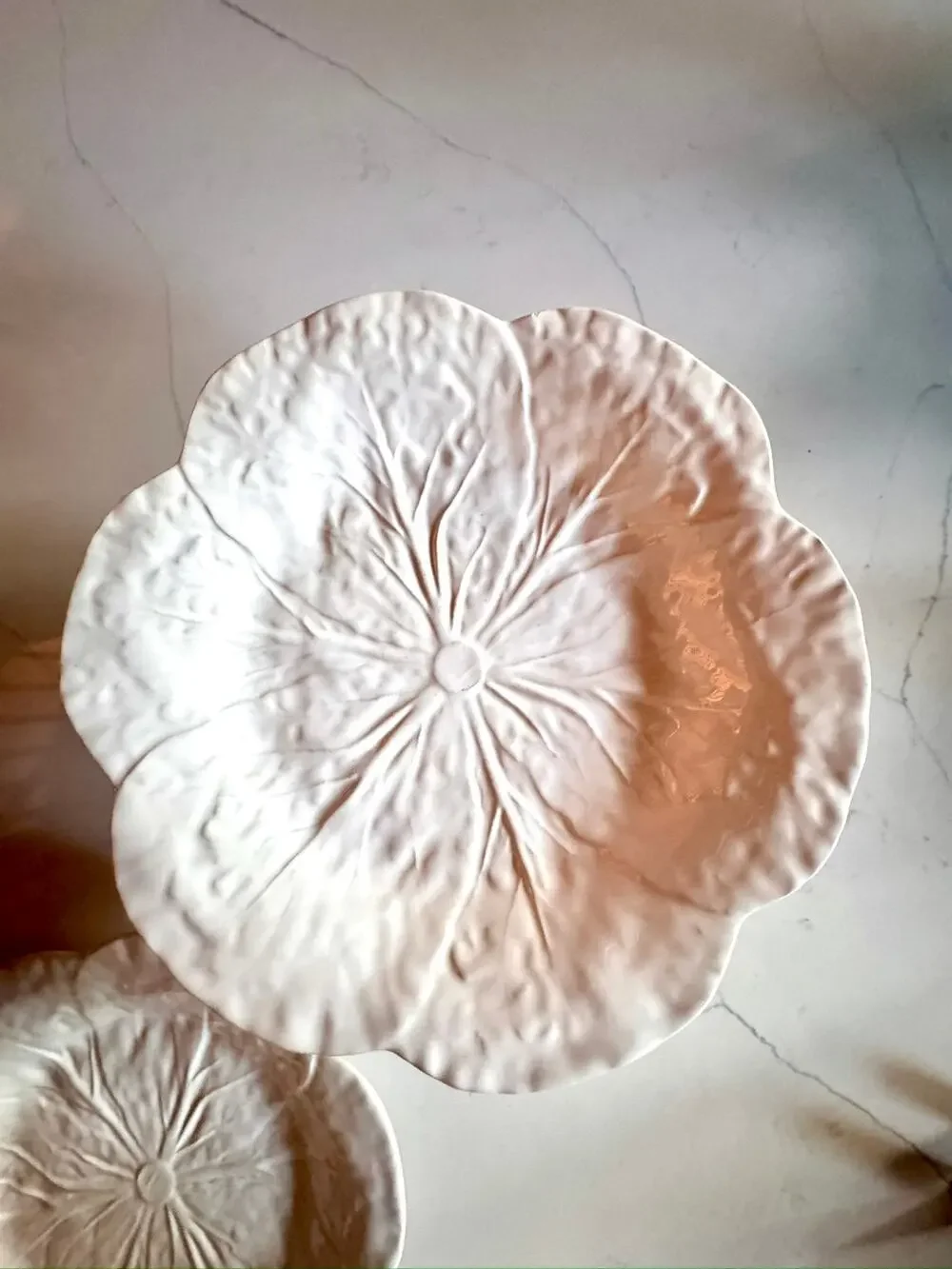 Set of 2 Sur La Table White Cabbage Salad Dessert Plates Portugal - Small Chip